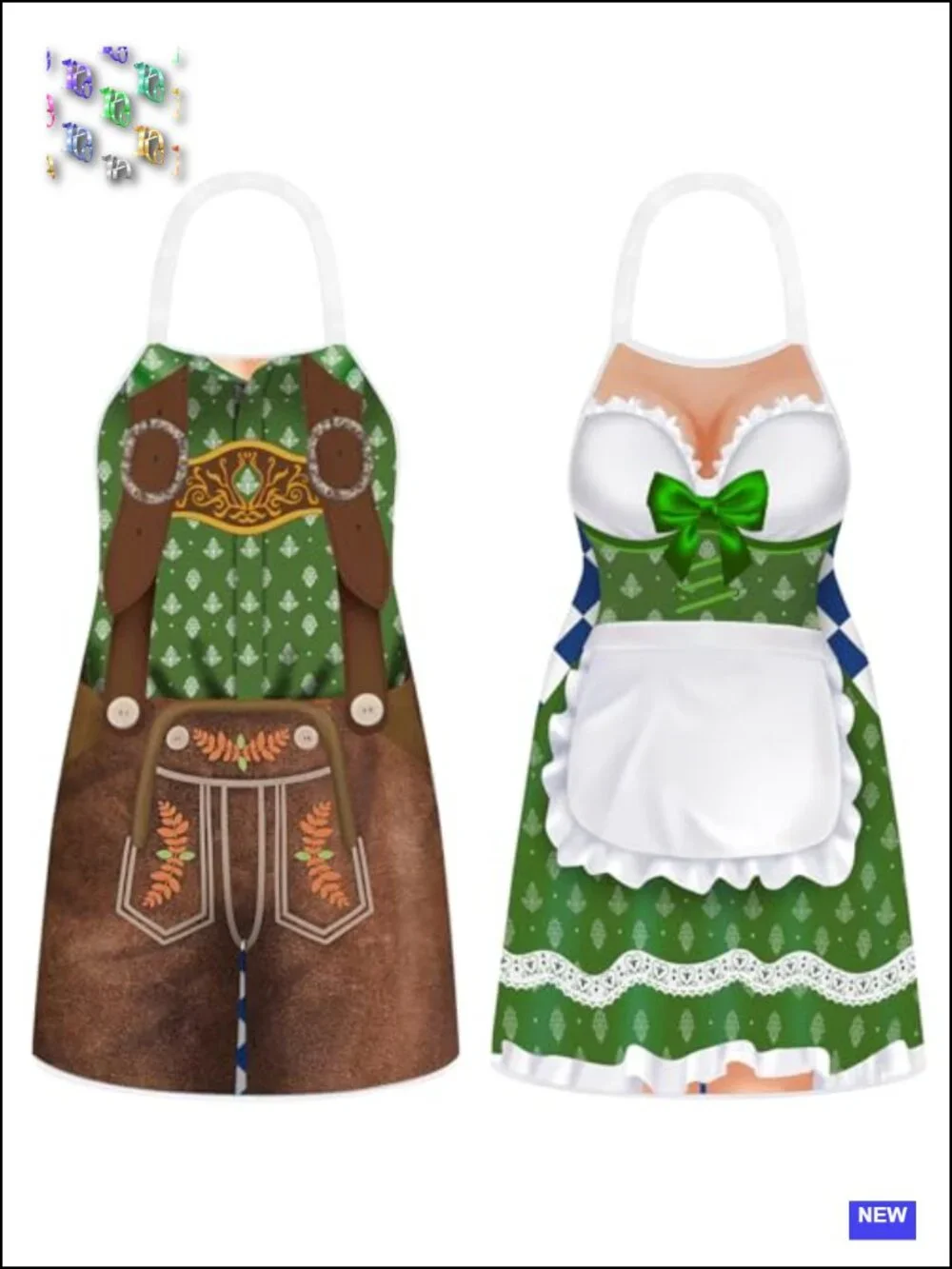 Oktoberfest German Apron 2-Pack Polyester Set for Cooking BBQ Party